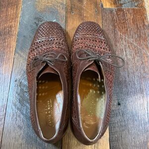 a. testoni Handmade Woven Leather Derby Shoes Brown EU 45 (US 12) –Made in Italy